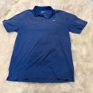 Nike golf blue striped collared shirt size M‎